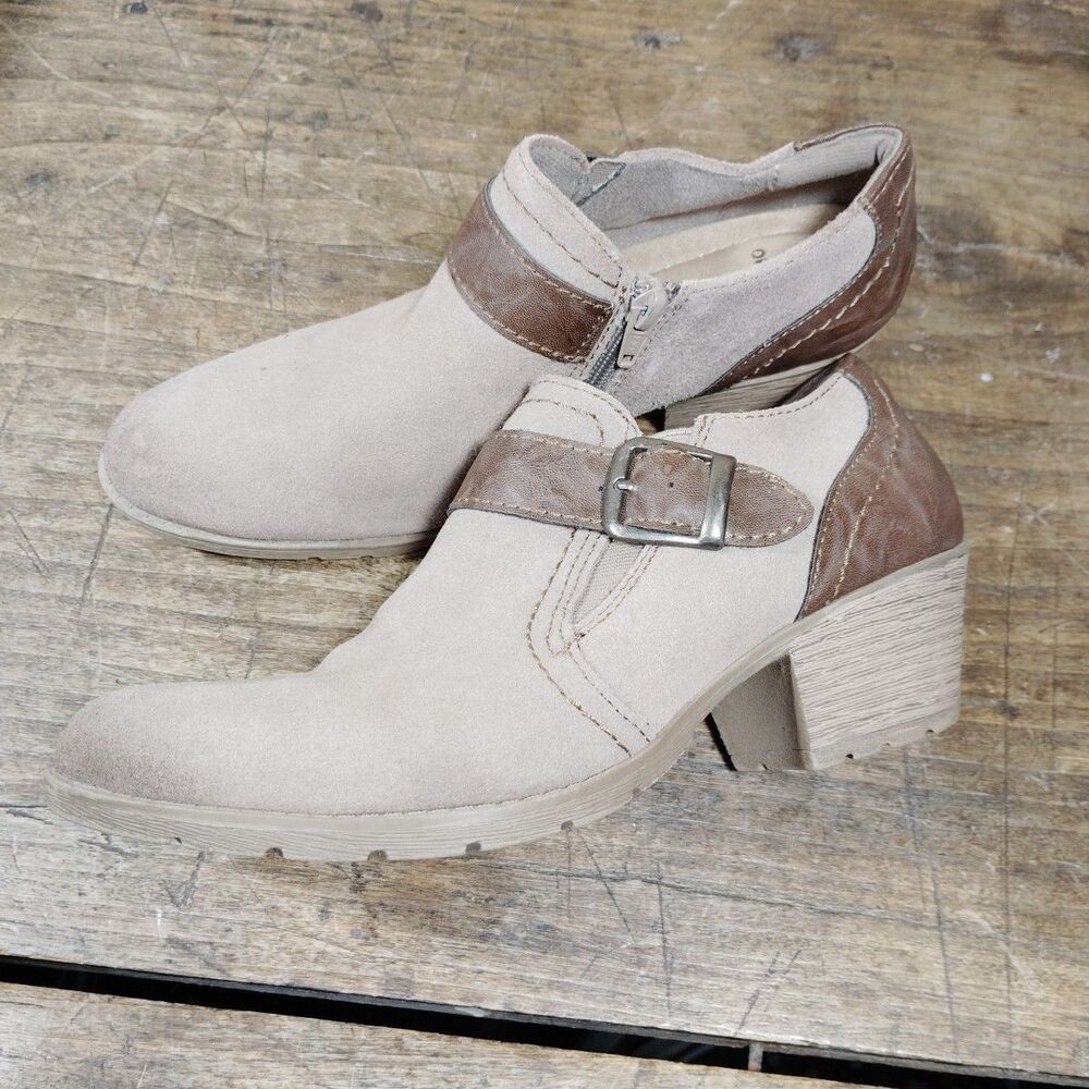 Earth Origins Women 8.5M Ankle Booties Oakland Eddie Taupe Brown Shoes Suede